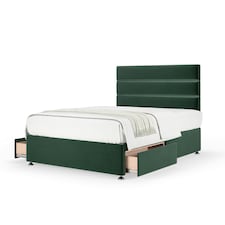 Super Ortho Orthopaedic Green Plush Velvet 2 Drawer Divan Set And Milan Headboard Small Single