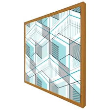 Blue geometric hexagons (Picutre Frame) Brown | Oak | L