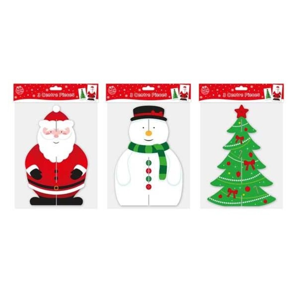image 1 of 25cm Christmas Table Decoration Festive Centre Piece Santa Snowman Tree xmas