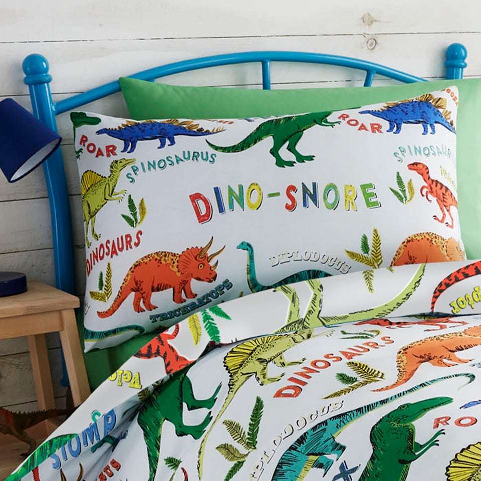image 1 of Happy Linen Company Dino Snore Duvet Cover Bedding Set
