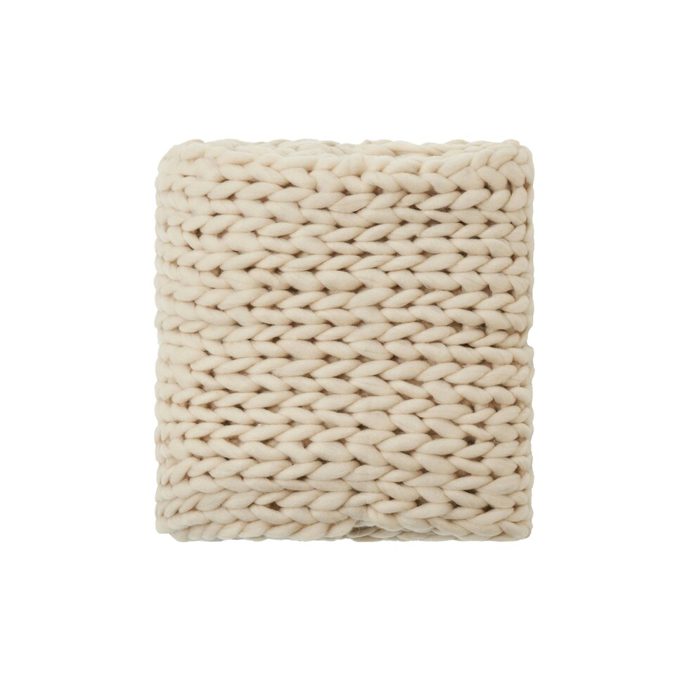 image 1 of BHS Chunky Cable Knit Throw, Cream