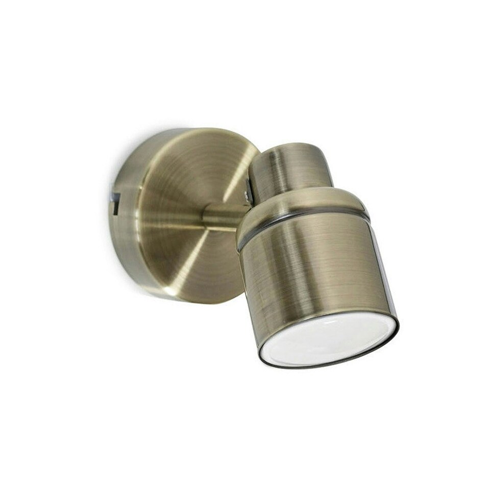 image 1 of ValueLights Benton Antique Brass IP44 Adjustable Wall Light & Bulb Gold