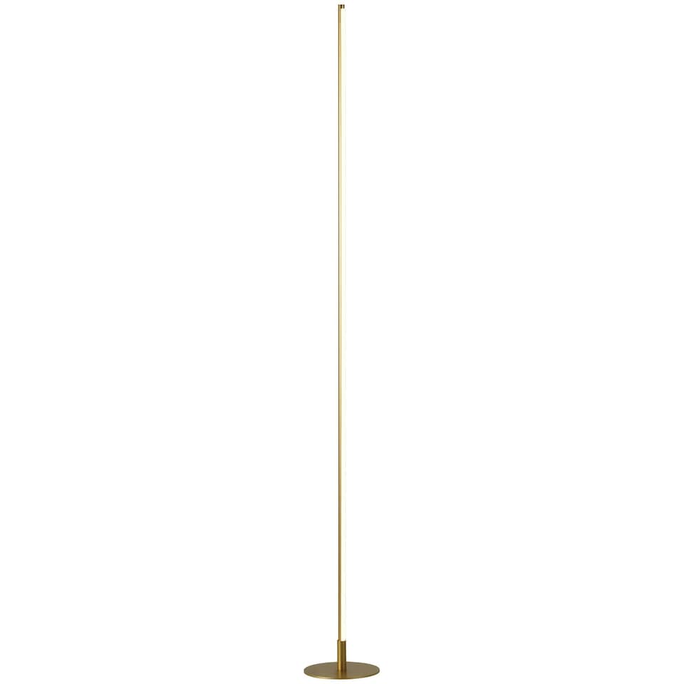 image 1 of Modern Sleek Stick Style LED Standard Floor Lamp in Brush Gold with Foot Dimmer