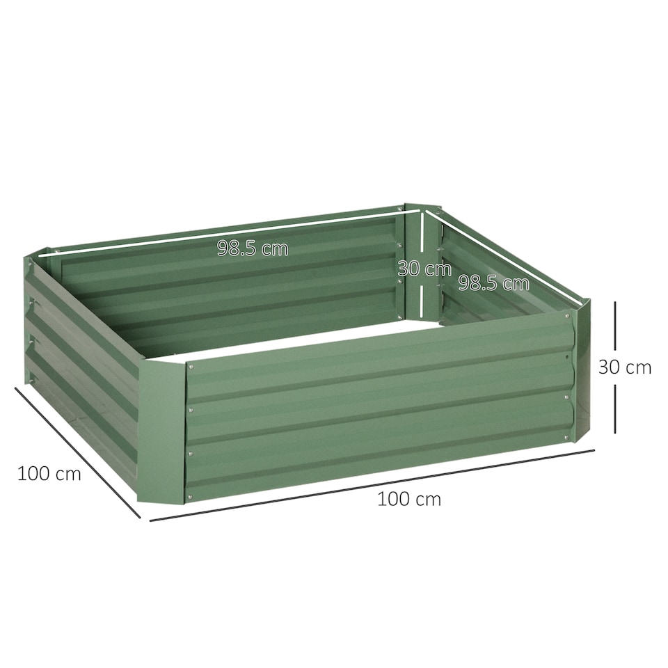 image 1 of Outsunny Set of 2 Raised Garden Bed Galvanised Planter Box Easy Setup Green | Green | Green