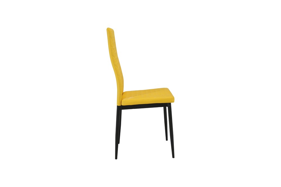 image 1 of San Diego Marble Dining Table with Emily Leather Chairs - Mustard