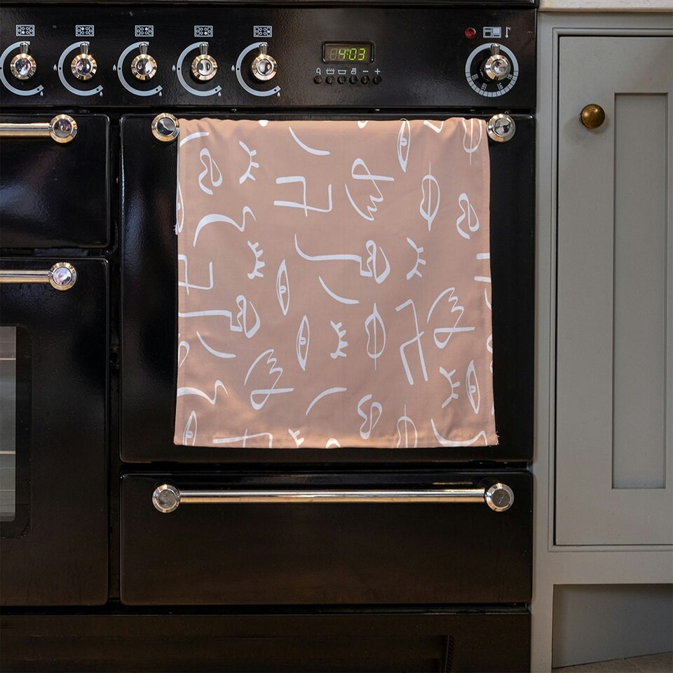 image 1 of line drawing abstract faces (Kitchen Towel)
