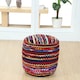 image 3 of Homescapes Multi Coloured Folk Woven Bean Filled Pouffe Circular - 45 cm | Multi | 45 x 40 cm