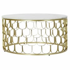 Side table DKD Home Decor 81 x 81 x 42 cm Golden White Plastic Marble Iron N/A