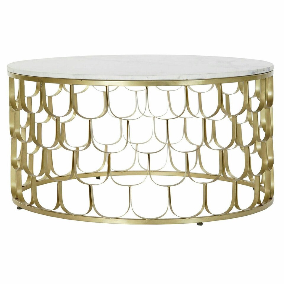 image 1 of Side table DKD Home Decor 81 x 81 x 42 cm Golden White Plastic Marble Iron N/A