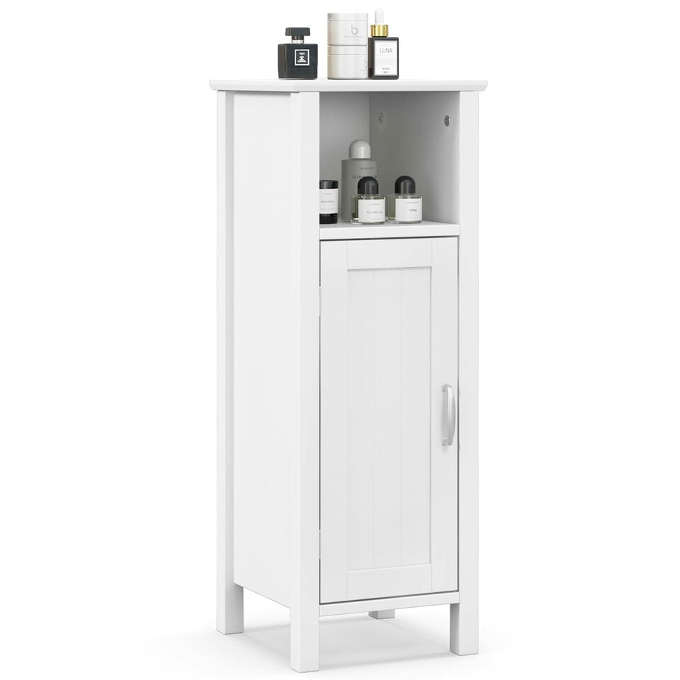 image 1 of COSTWAY Bathroom Floor Cabinet Freestanding Organizer White White