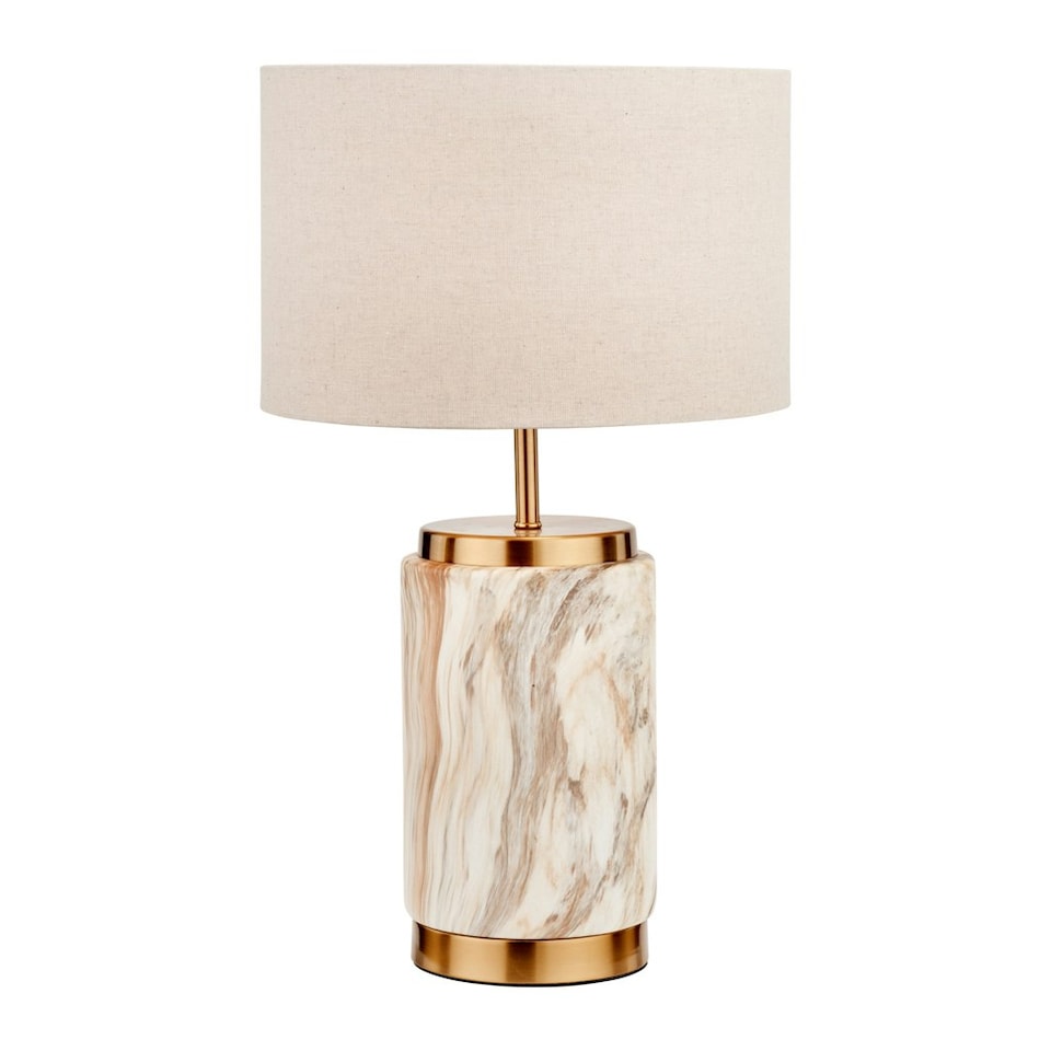 image 1 of Natural Stone Effect Ceramic Table Lamp Cream | Gold