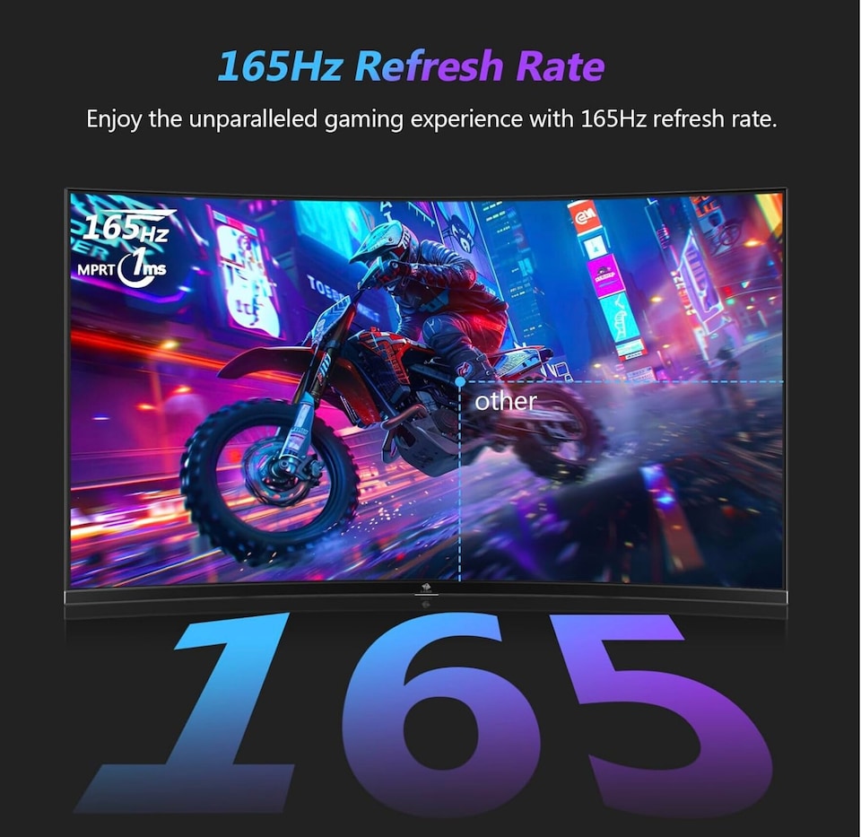 image 1 of Z-Edge 27 Inch QHD Curved Gaming Monitor 165Hz 144Hz 1440P VA 1500R HDMI DP | PC Monitor 2K 2560x1440 16:9 1ms MPRT, 130% sRGB, 300cd/m² Brightness, FreeSync, Crosshair, VESA Mountable, Black