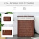 image 4 of HOMCOM 2 Section Collapsible Laundry Hamper Lid Removable Lining, Brown