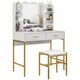 image 1 of HOMCOM Makeup Vanity Desk Set with Lighted Mirror, Stool, White