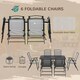 image 4 of Outsunny 7 Pieces Garden Table and Chairs with Tempered Glass Top Grey