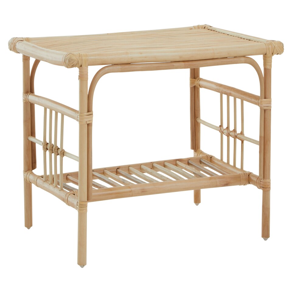 image 1 of Interiors by Premier Elegant Rattan Rectangular Coffee Table With Glass Top, Versatile Cane Furniture, Sturdy Outdoor Table Cream
