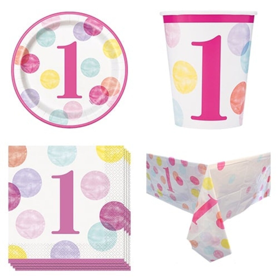 First Birthday Girl 8 Person Value Party Pack