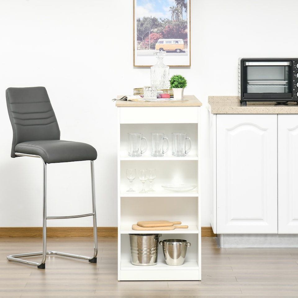 image 1 of HOMCOM Bar Table Coffee Table Kitchen Dining Table with 4-Tier Shelf Natural