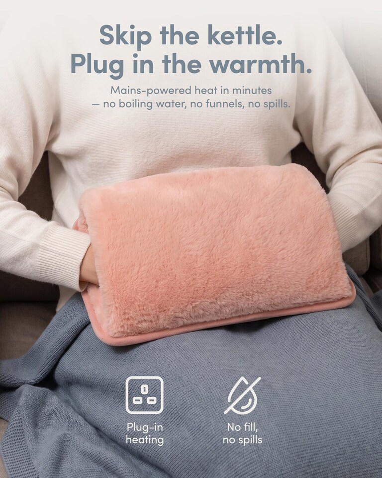 image 1 of Keplin Rechargeable Electric Hot Water Bottle Flannel Cover Auto Shut Off