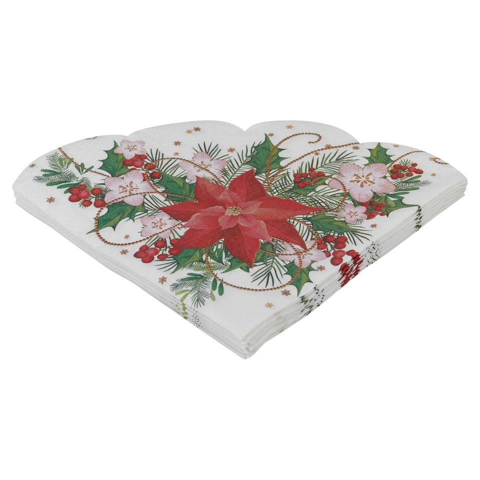 image 1 of Christmas Novelty Napkins Table Decoration Round Xmas Decor Floral Mix Pack | Multi | Mix Pack of 24
