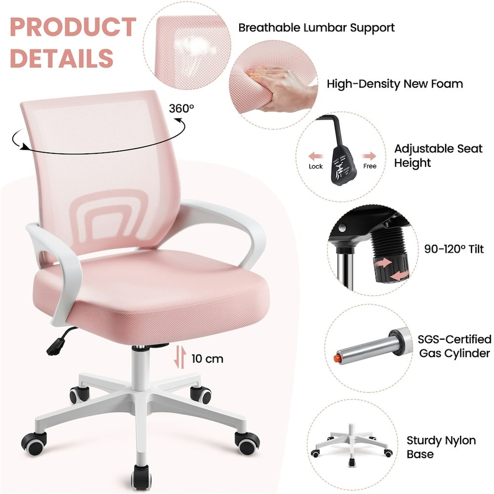 image 1 of Yaheetech Ergonomic Mesh Office Chair Mid-Back Height