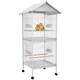 image 1 of PawHut Metal Bird Cage Feeder, for Small and Medium Bird - White