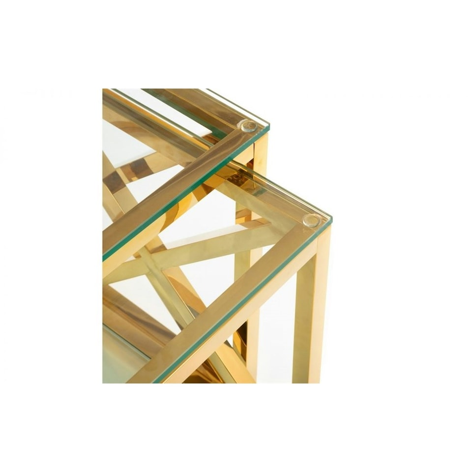 image 1 of Gold Chrome Frame Nest of Tables | Silver | Silver