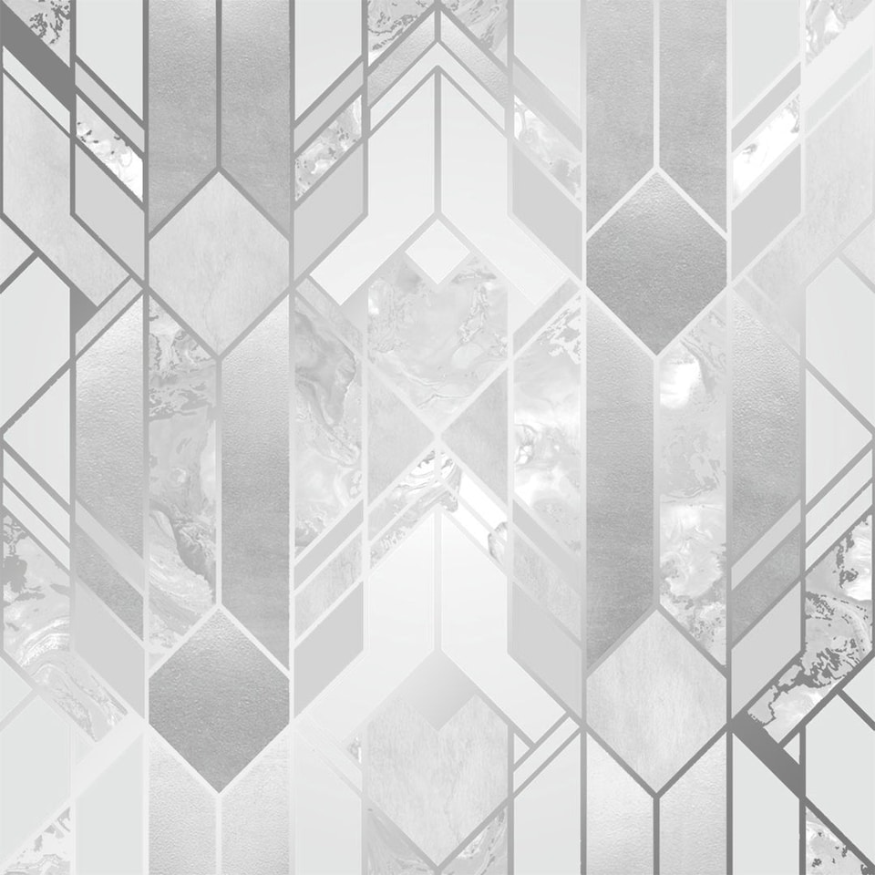 Sample of Liquid Marble Geometric Wallpaper in Silver | Silver | Silver