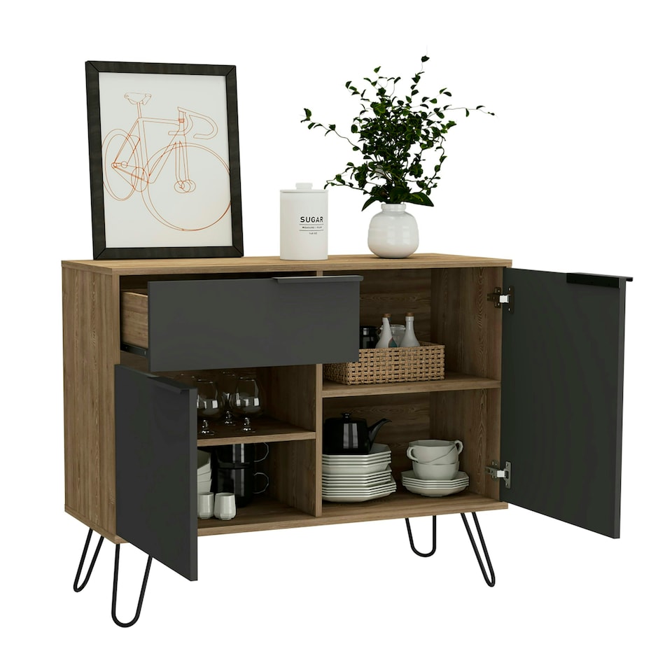 image 1 of Vegas, Small Sideboard With 2 Doors And Drawer Brown