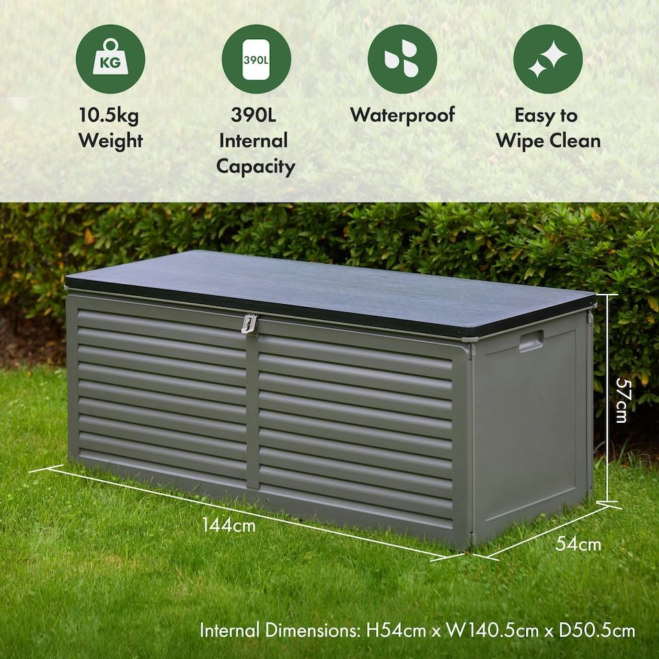 image 1 of VonHaus Garden Storage Box 390L Weatherproof with Lockable Lid