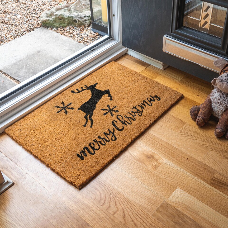 image 1 of Nicola Spring Christmas Coir Door Mat - 60 x 40cm - Reindeer