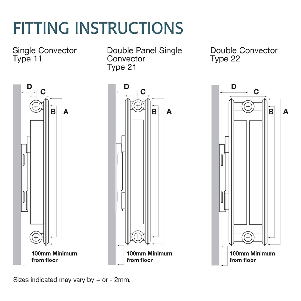 image 1 of 600mm (H) x 1600mm (W) - Type 11 Radiator - Single Panel Convector - White Enamel (RAL 9016) - (0.6m x 1.6m) (24" x 63")