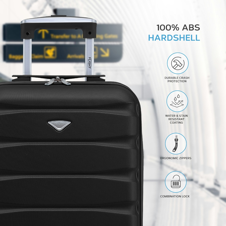 image 1 of 55x35x25cm Air France & KLM Maximum Size Cabin Carry On - Lightweight 4 Wheel ABS Hard Case Cabin Carry On Hand Luggage 35+ Airline Approved Cream | Champagne | Cabin Bag