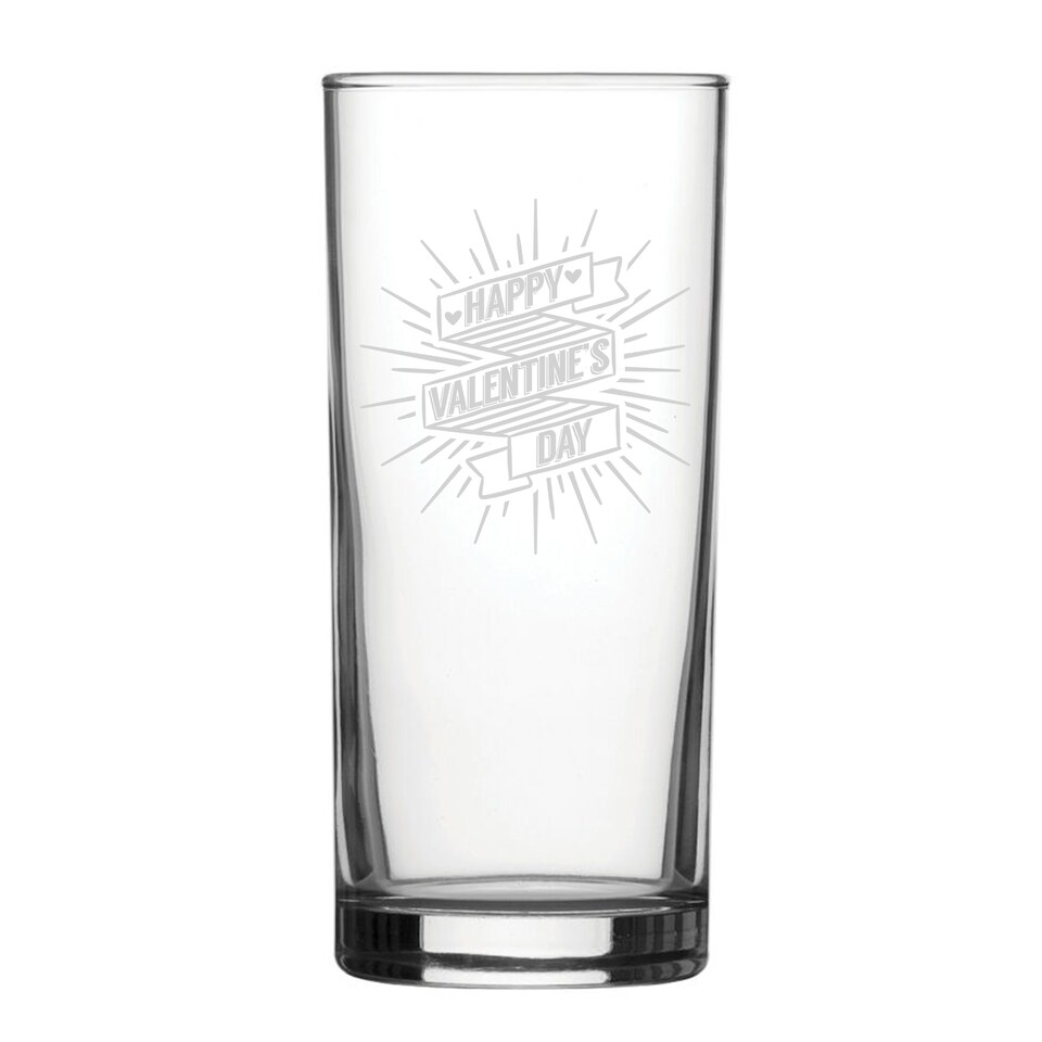image 1 of Personalised Happy Valentine's Day Banner Design Hiball Glass