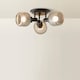 image 4 of ValueLights Calpe 3 Way Black Ceiling Light Ribbed Smoked Shades
