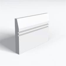Pack of 10 (Total 10 Units) - MR MDF Primed Splay & 2 Square Grooves Skirting Board - 18mm (T) x 144mm (H) x 3050mm (L)