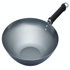 KitchenCraft Wok Grey Carbon Steel 30cm