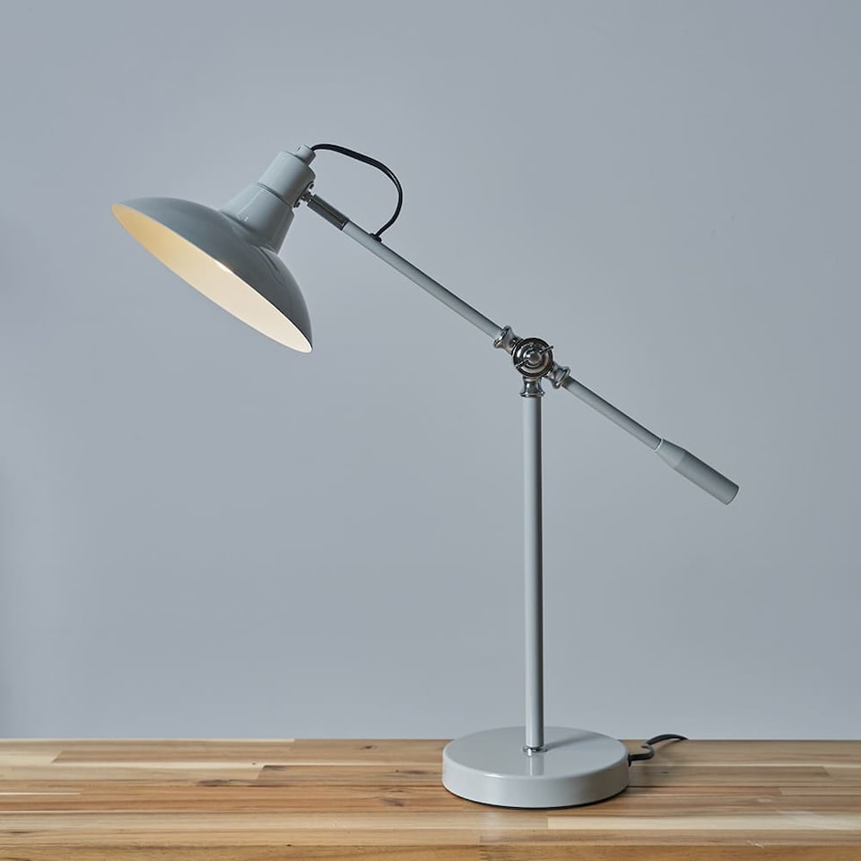 image 1 of ValueLights Civic Painted Grey Table Lamp & Bulb | Grey