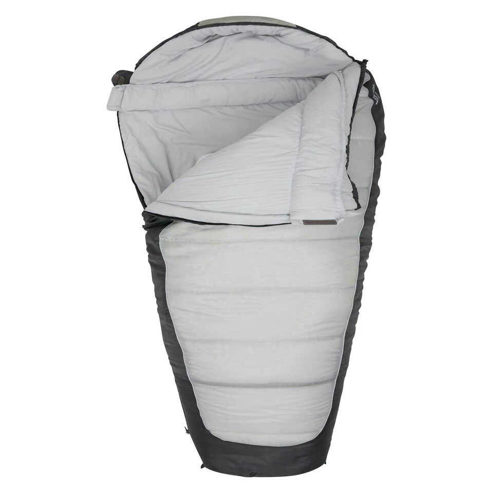 image 1 of Mountain Warehouse Microlite 1400 Sleeping Bag Hollow Fibre Camping Accessory Left Handed Zip - Long Length (215cm) Grey | Dark Grey