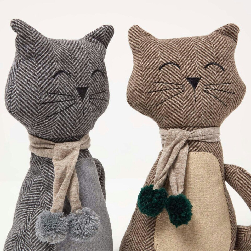 image 1 of Homescapes Cat Door Stop - Set of 2 - Animal Door Stops