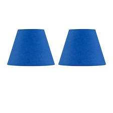Set of 2 Royal Blue Cotton 20cm Diameter Tapered Fabric Lamp Shades | Blue | Medium | 2