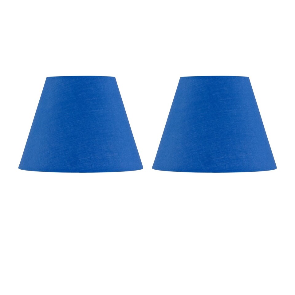 image 1 of Set of 2 Royal Blue Cotton 20cm Diameter Tapered Fabric Lamp Shades | Blue | Medium | 2