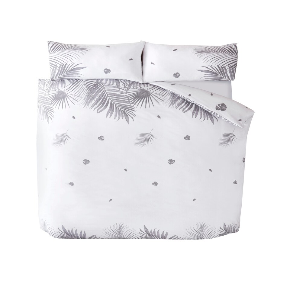 image 1 of PH Tropics Polycotton Duvet Cover Set With Pillowcase Grey | Super King