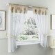 image 1 of Sweetheart Natural Embroidered Heart Design Window Set 140 x 107 cm Rod Pocket Window Set with Linen Look Header and 2 Matching Tie Backs