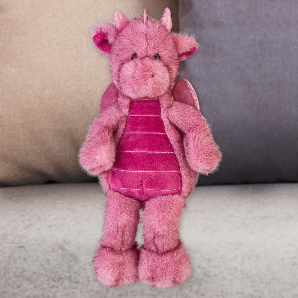 image 1 of PMS Gorgeous George Luxury Dragon Soft Toy Two Tone Pink - 23cm x 12cm