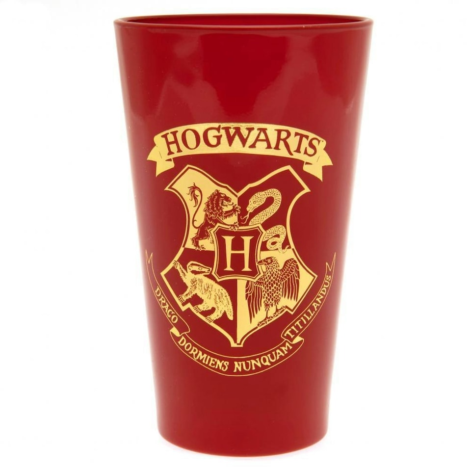 Harry Potter Premium Hogwarts Crest 500ml Glass - Red/Gold - One Size