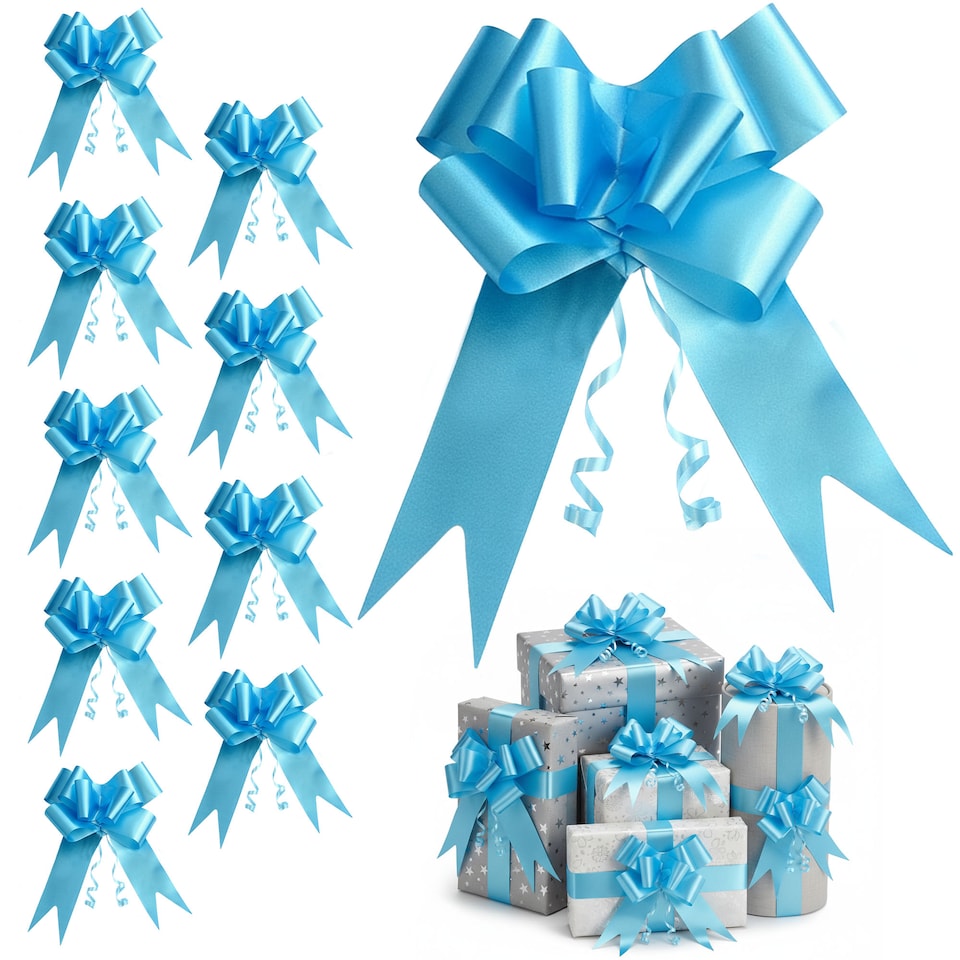 image 1 of 60pcs Pale Blue 50mm/5cm Large Ribbon Pull Bows for Gift Wrapping, Hampers, Florist Bouquets, Wedding Cars and Party Décor Pullbow | Blue | Blue
