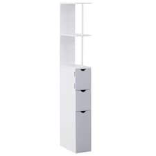HOMCOM Tall Bathroom Storage Cabinet with Shelf and Drawers, White, Grey