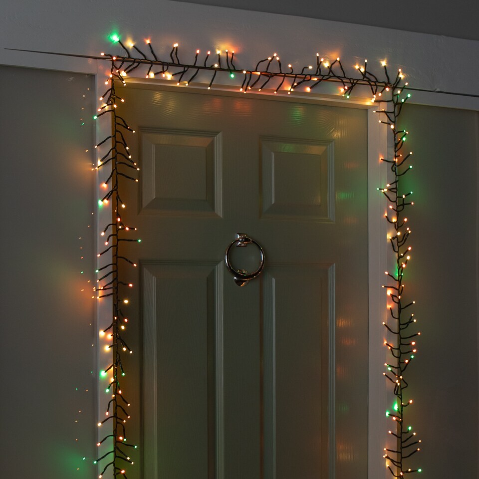 image 1 of 5.5m 426 Cluster LED Autumn Twist Door Garland with Multi-Coloured LEDs on Green Cable