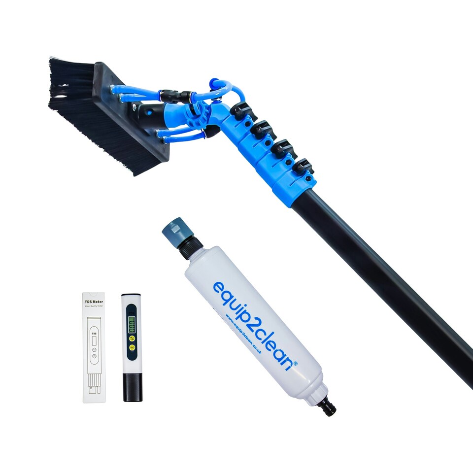 image 1 of Aquaspray® Bundle Kit - 30ft Water-fed Telescopic Extendable Window Cleaning Pole + Inline Di-Filter + TDS Meter Black